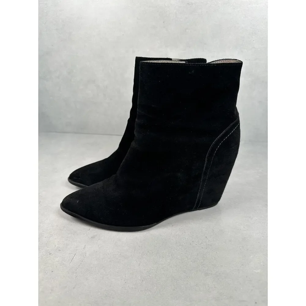 Free People x Sol Sana Boots Womens Size 41 Black Suede Wedge Booties Side Zip
